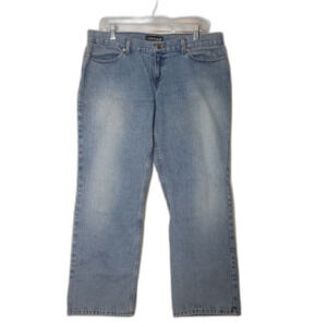 LONDON JEAN Distressed Light Wash Bootcut Denim Blue Jeans Womens Size 14